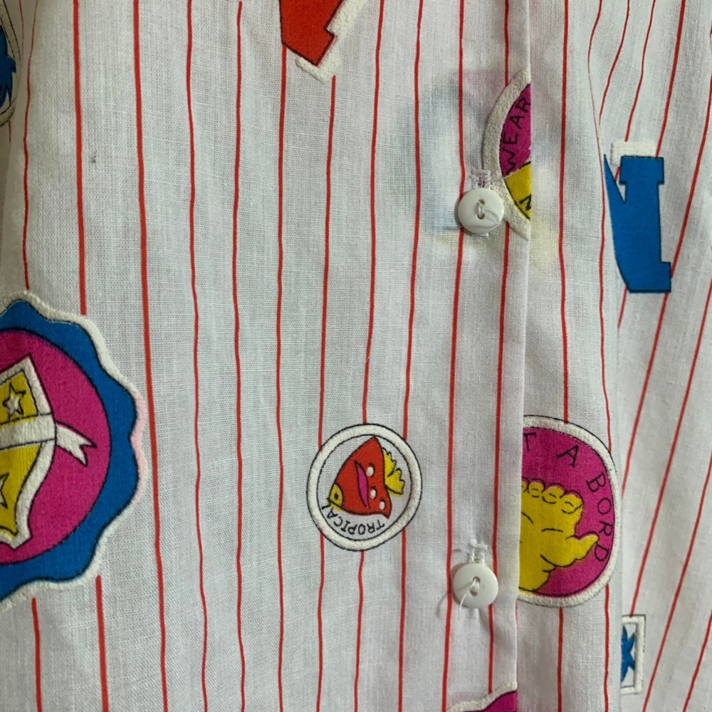 Iconic Vintage 1980s Patchwork Print Striped Cott… - image 6